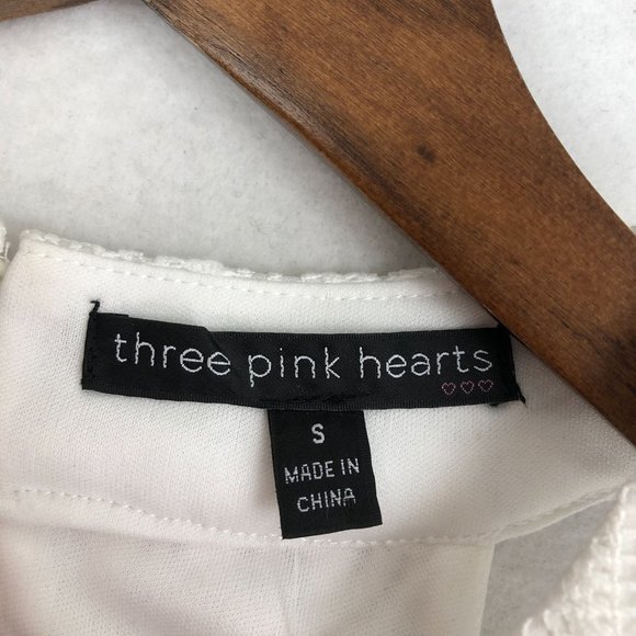 Three Pink Hearts NWT Women's Size Small White High Neck Sleeveless Mini Dress - Picture 7 of 10